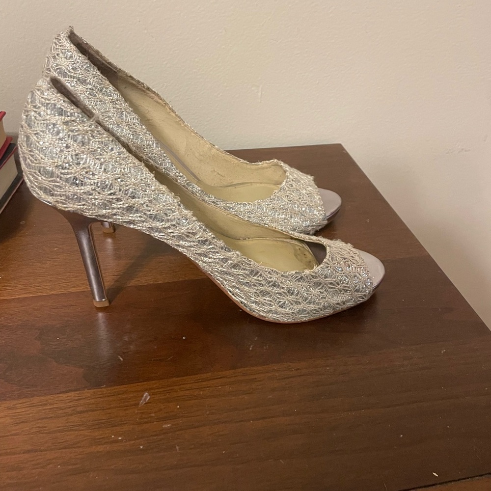 Enzo Angiolini Metallic Lace Heels